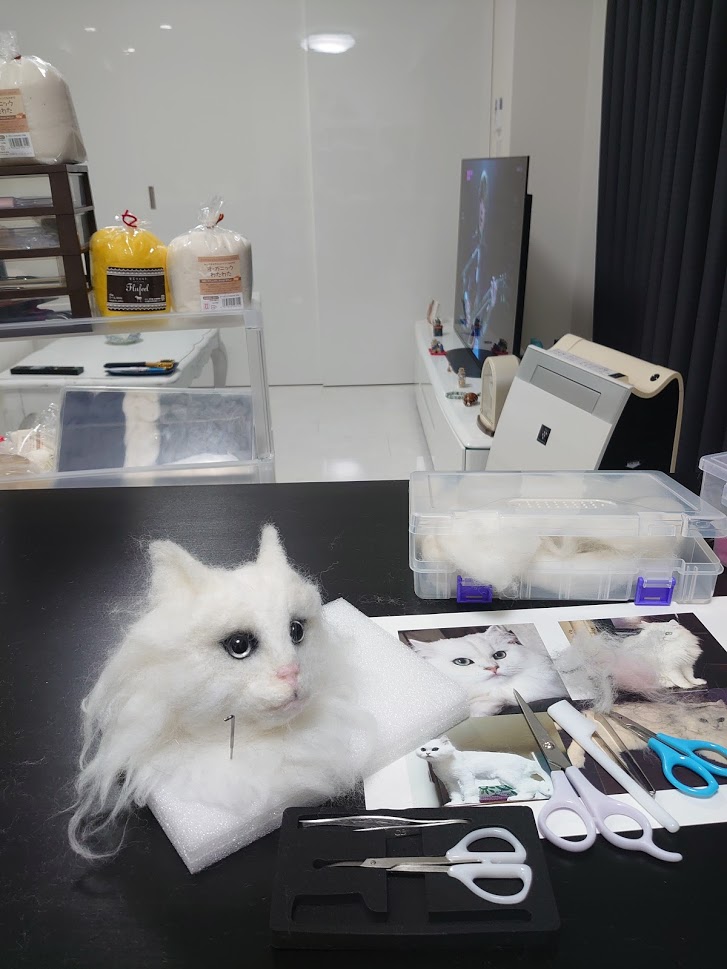 羊毛フェルトでチンチラシルバーを作る