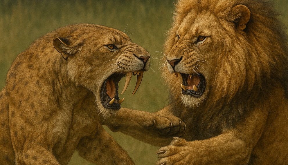 サーベルタイガー vs ライオン ― 勝つのはどっち？